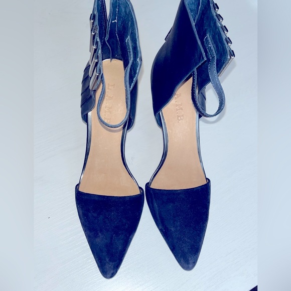 BNWOT Navy Leather Silver Stiletto L.A.M.B. Pumps